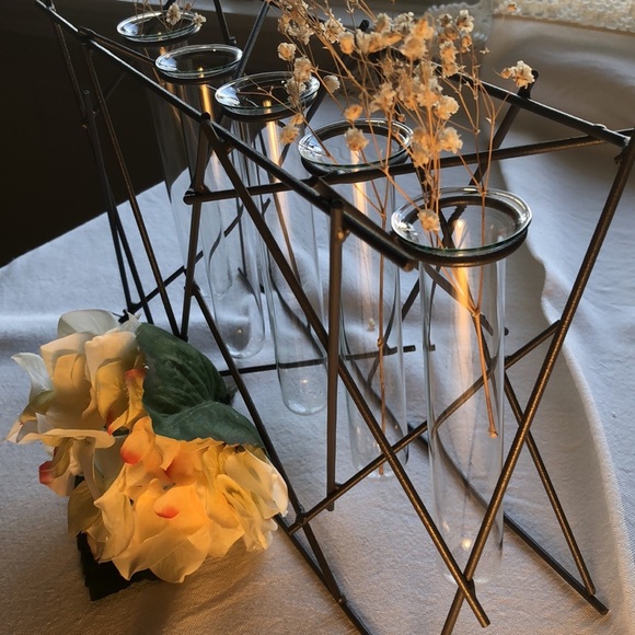 Test tube decor - flower vase - chemist - modern style decor - metal & glass - Picture 7 of 8